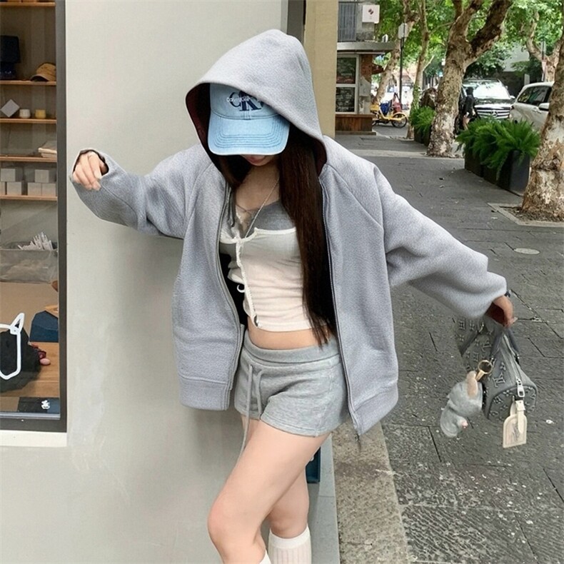 抖音得物高品质秋冬美式高街重磅结构双层双面连帽卫衣外套XS107,男装卫衣,电商A486