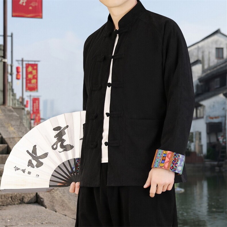 男士外套灯芯绒夹克盘扣立领唐装风XZ1512-2502单夹克-P80,男装夹克,星座1512