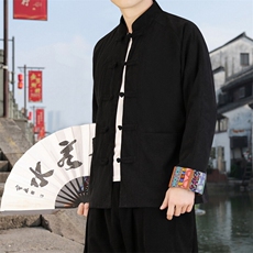 男士外套灯芯绒夹克盘扣立领唐装风XZ1512-2502单夹克-P80，男装夹克，星座1512