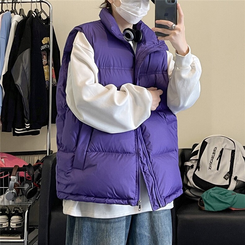 冬季羽绒马甲光板纯色休闲加厚保暖男女同款B7604-P100【特价】图片