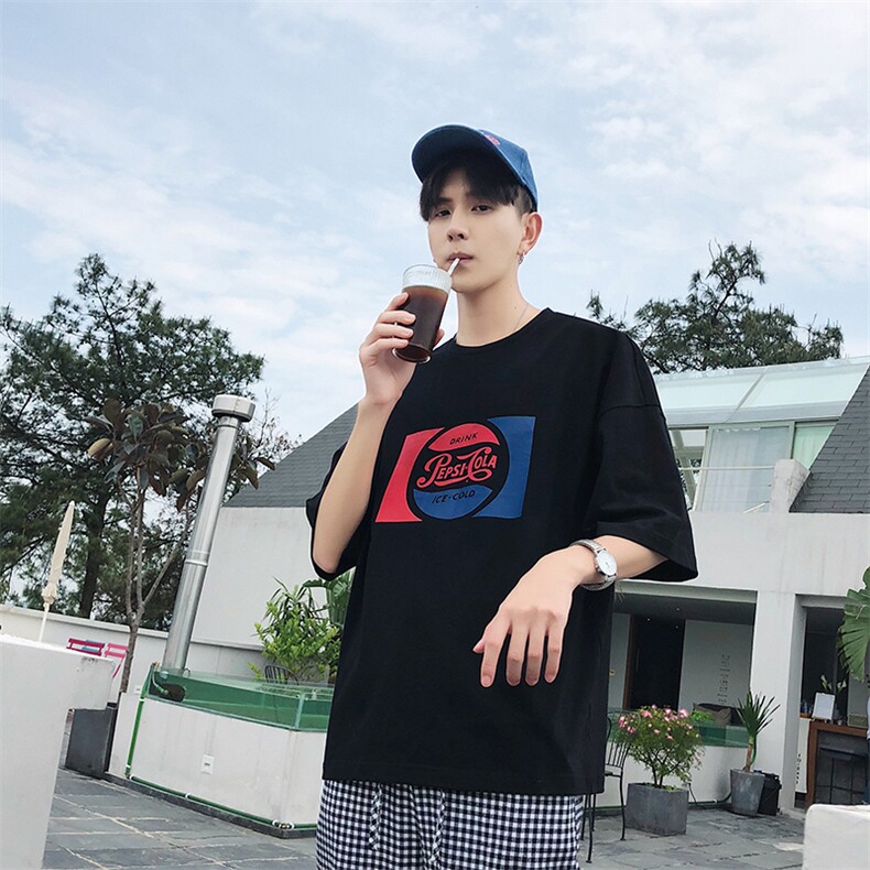 夏季新款休闲时尚韩版潮流宽松圆领印花短袖T恤,男装T恤,电商A409-1