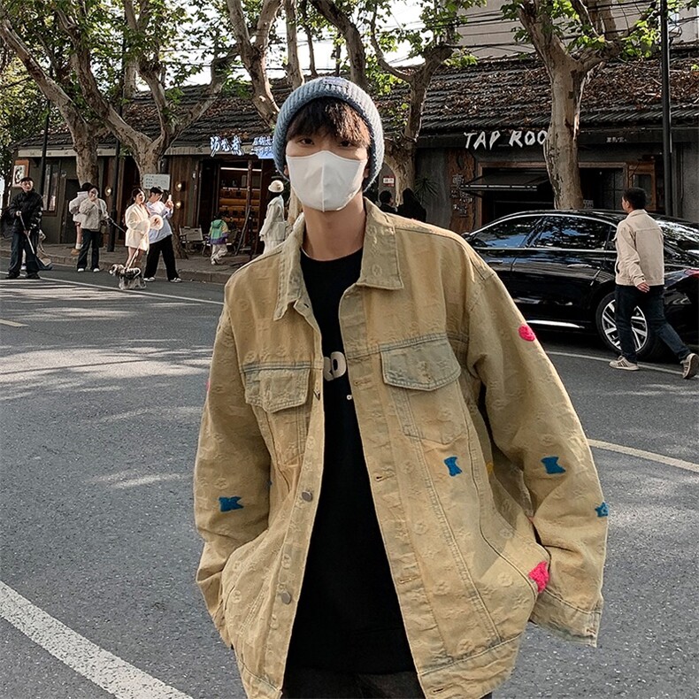 美式街头黄泥水洗做旧复古牛仔衣男女宽松潮牌夹克外套JK5526/P78,男装夹克,星座506