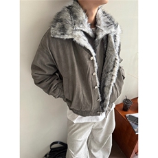 短款双层毛绒立领派克服棉衣女冬季座山雕夹克棉服外套男，男装夹克，星座506A