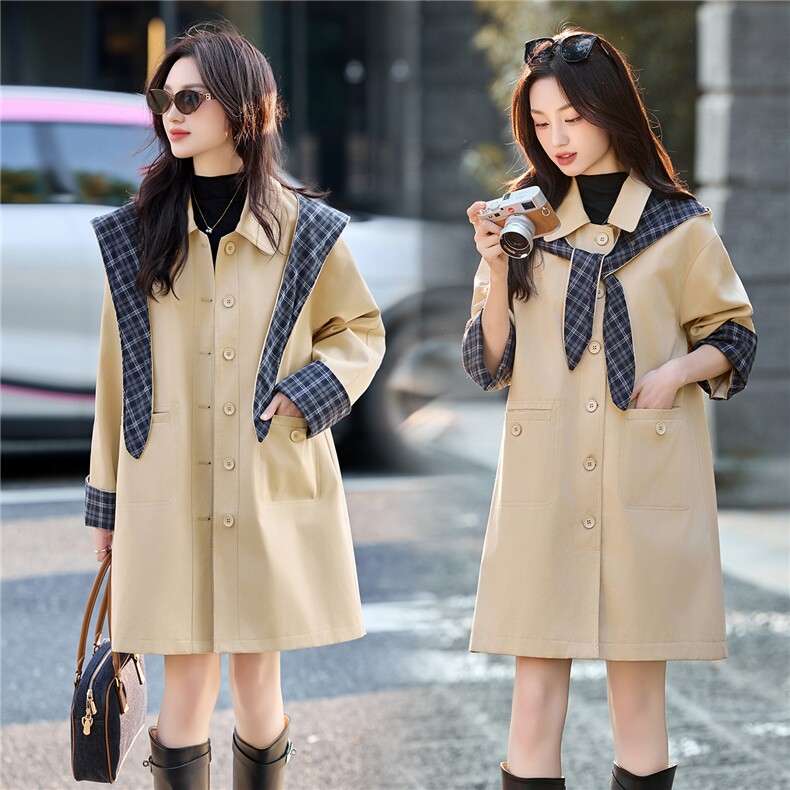 现货新款秋新款韩版时尚宽松休闲活帽女今年流行短外套炸街风衣，女装风衣，韩美纤衣