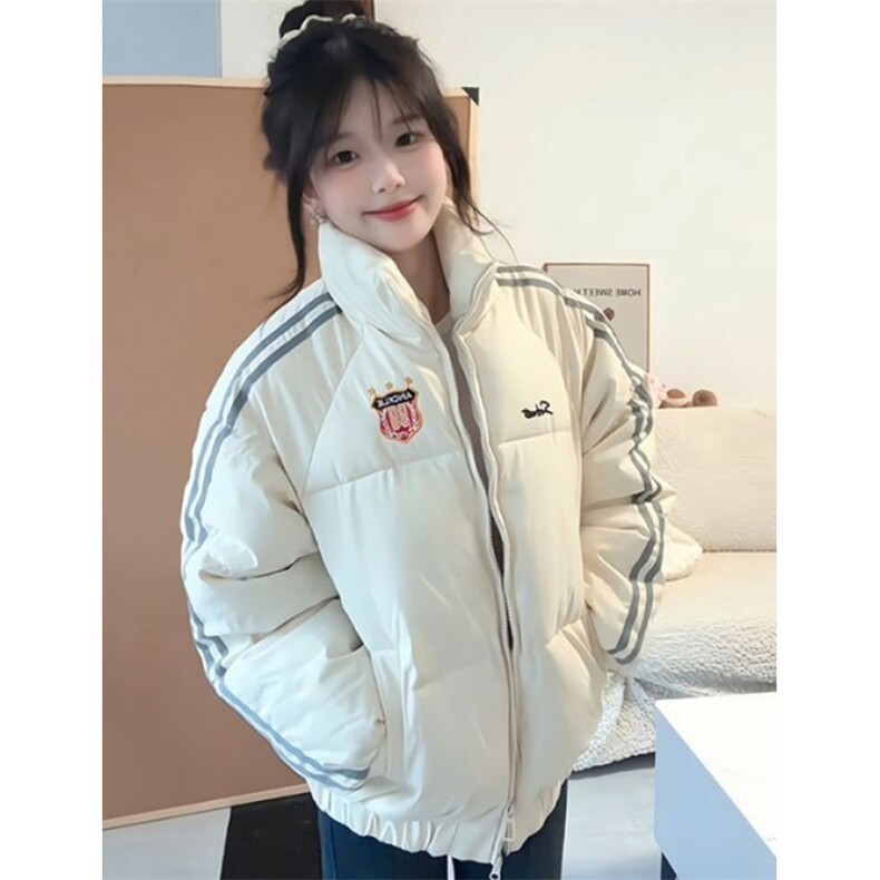 学院风拼接条纹面包服宽松加厚棉服女外套冬季M12508,男装棉衣,星座1116A（原606A-3）