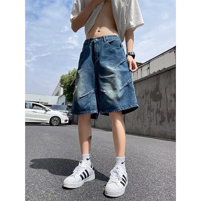 美式复古水洗牛仔短裤男宽松百搭直筒裤夏季中裤五分裤10966-p39,男装牛仔裤,星座1008