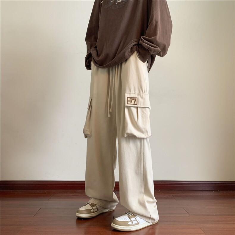 秋季新款潮流77工装裤百搭宽松直筒休闲裤B315-K23396-p55控68,男装工装外套,电商B315