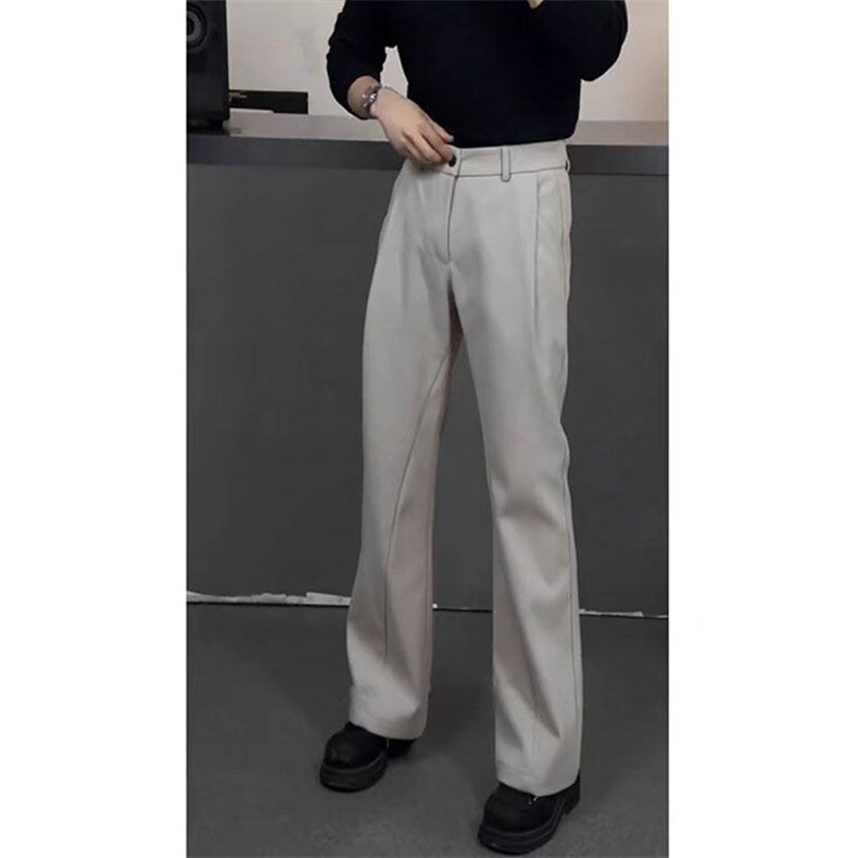 现货~春季褶皱垂感显瘦西装休闲裤阔腿直筒长裤男K315P45,男装休闲裤,星座1004-3