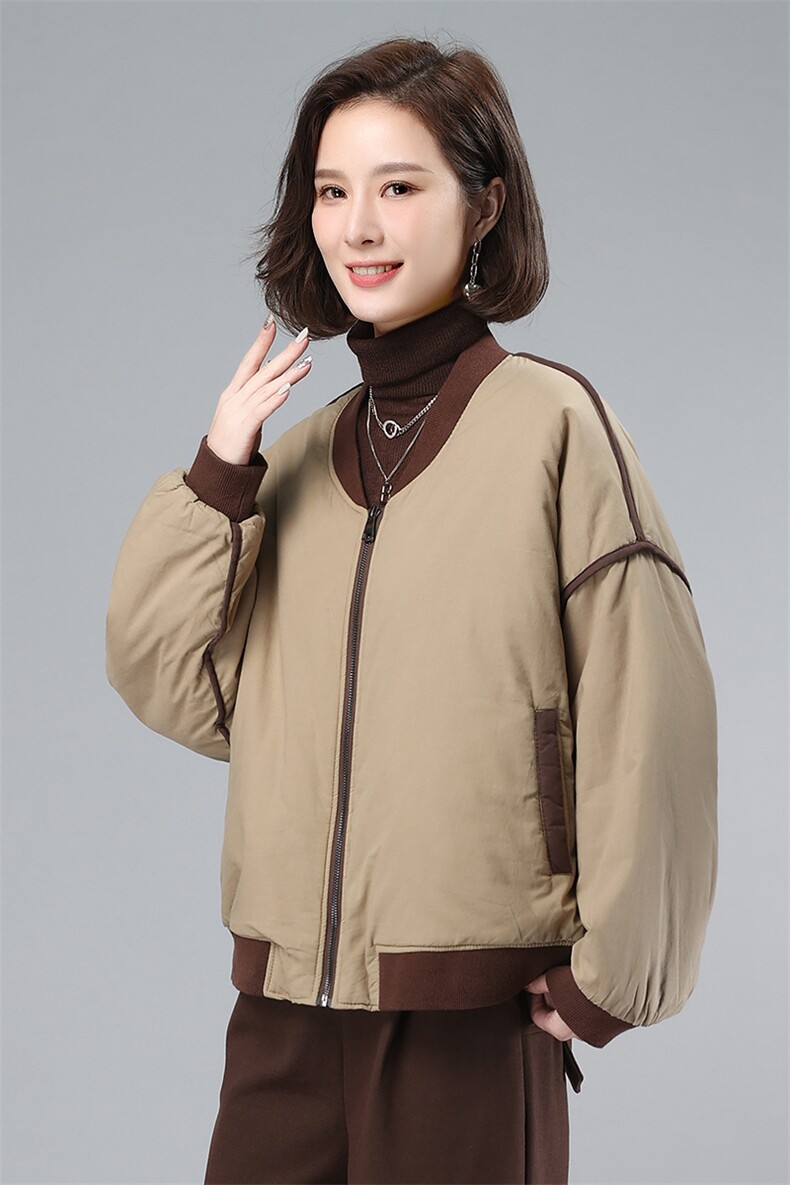 2021年冬季宽松减龄拼接夹棉外套文艺,女装棉衣/棉服,叶笙衣