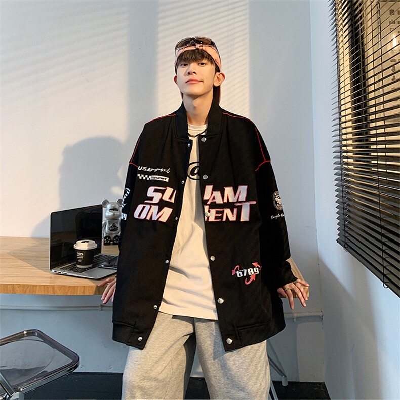 2025美式潮牌字母印花牛仔外套春复古宽松百搭潮流夹克JK979-P88,男装工装外套,星座1103-3