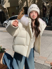 现货可推冬装2025超大狐狸毛90白鸭绒休闲羽绒服外套女，女装羽绒服，时尚风爆
