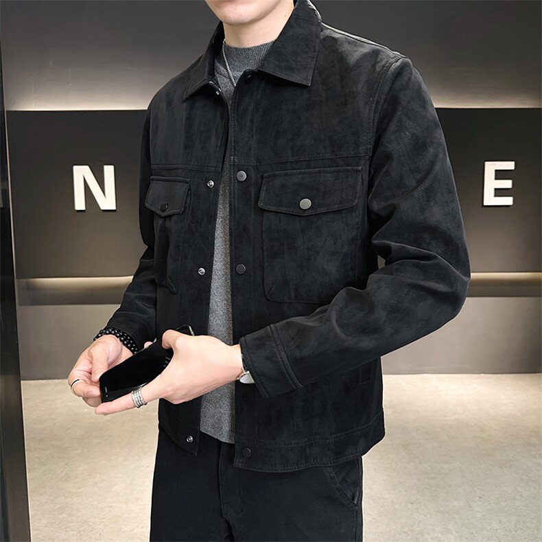秋季皮衣外套男2025新款潮流帅气机车水洗皮夹克A313-1805-P145,男装皮衣,电商A313