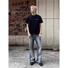 黑色美式cleanfit拉链短袖男生夏t恤小领口潮牌高街boxy硬挺半袖，男装T恤，星座505-2（原电商A260-1)