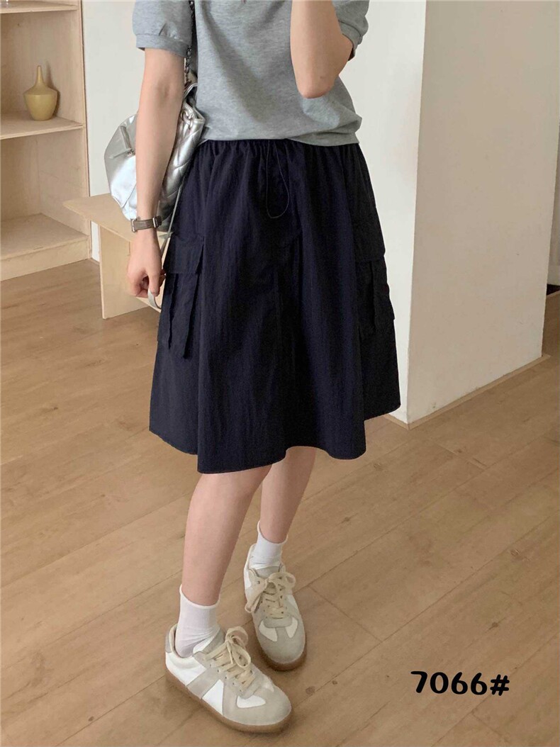 过膝工装裙百搭时尚潮流,女装半身裙,洛丽兰可