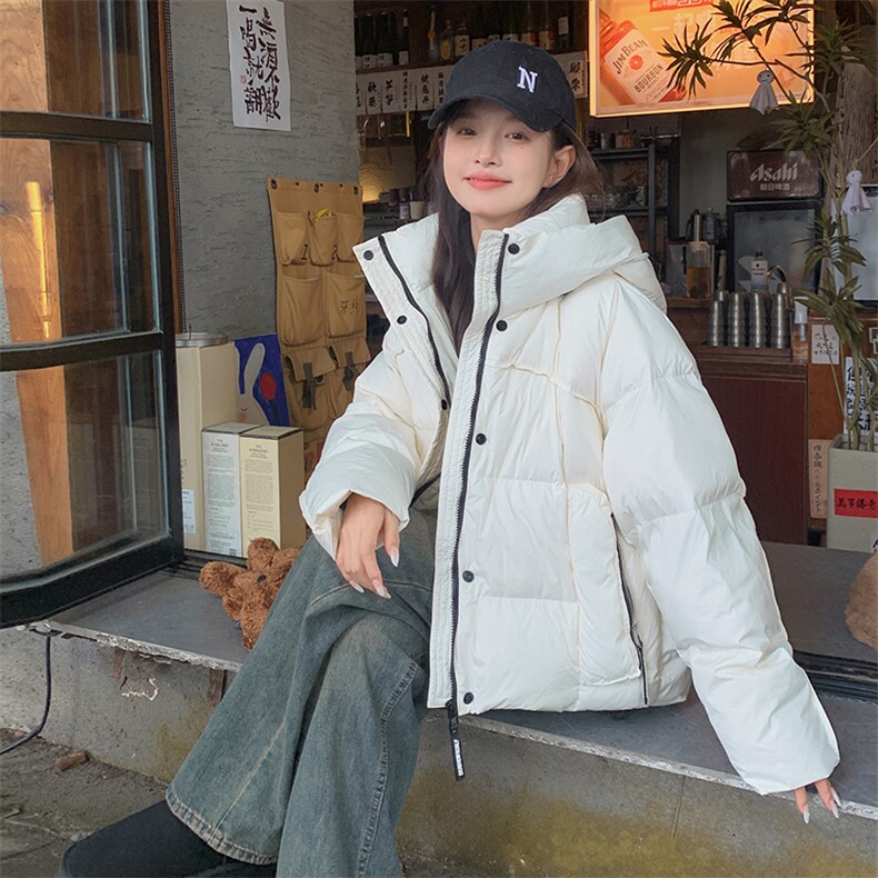【新款现货】白色女小个子高级感连帽短款羽绒服99031款P205K298,女装羽绒服,2C316