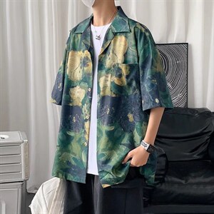 短袖衬衫春款男港风潮流弹力C238P28图片