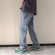 破洞牛仔裤男宽松直筒乞丐裤刮烂九分韩版学生夏季裤N07103-P43，男装牛仔裤，星座308B-1