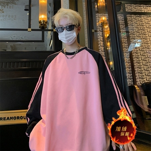 抖音得物供货 提供视频 秋冬重磅美式宽松织带圆领卫衣0763图片
