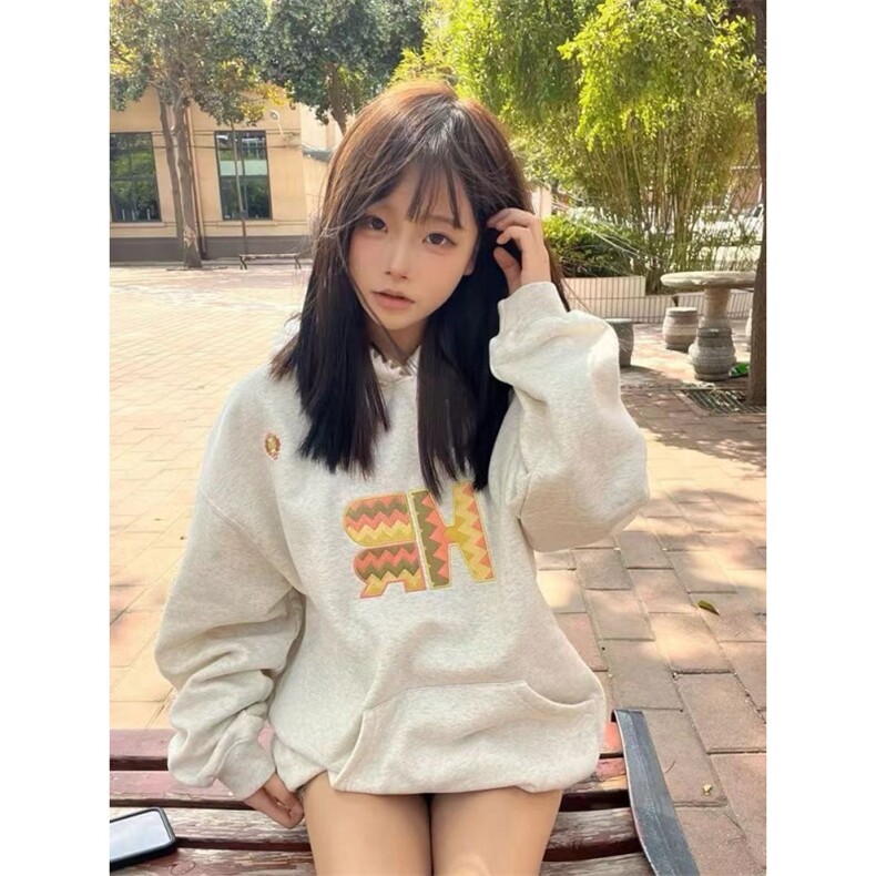 5299-P50原版刺绣秋冬连帽休闲卫衣薄款/加绒,女装卫衣/绒衫,星座617A-2