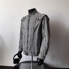 现货美式牛仔外套男女春秋季重工拼接cleanfit宽松夹克JK8636-P78，男装工装外套，星座302B-2