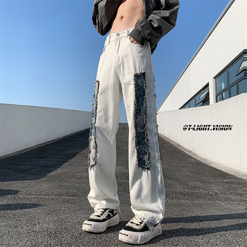 B221 美式ins高街小众个性男女情侣款直筒牛仔裤 LK23002-P60控78图片