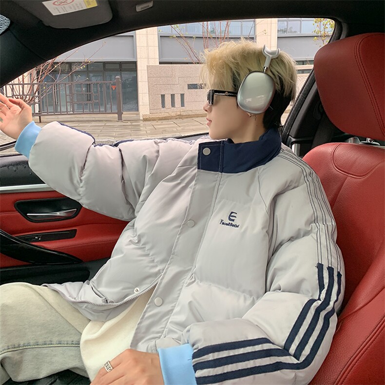 美式拼接棉服男冬季新款宽松立领面包服小个子棉衣外套8857/P105,男装棉衣,星座506