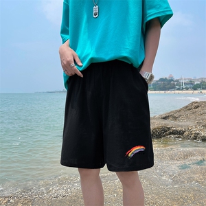 YD33064-P25 港风潮牌亚麻短裤男大码棉麻五分裤男中裤沙滩裤图片