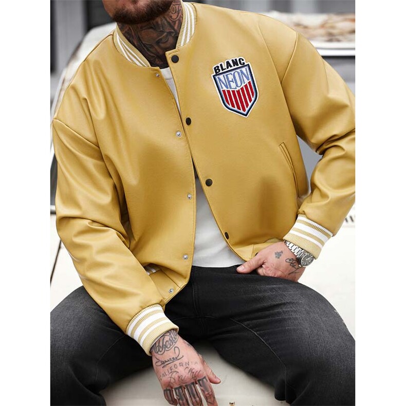 美式重工刺绣螺纹拼接飞行棒球服夹克（S-XL）402-2-JK061批110，男装夹克，星座402-2