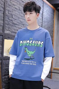 款2918男士宽松假两件卫衣 卡通印花长袖衣服男休闲秋装图片