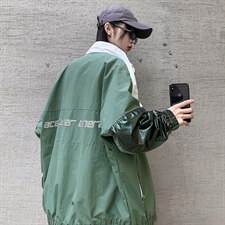 【】A003-HJ5073-P80春装新款拼接港风夹克外套女模，男装夹克，电商A003