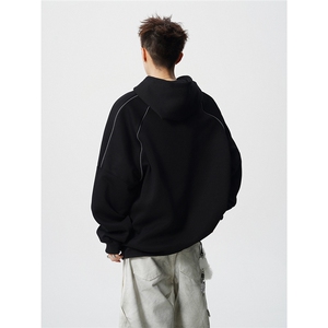 可二开反光条大码M-5XL卫衣男面料:50%棉50%涤纶WY78123P53控88图片