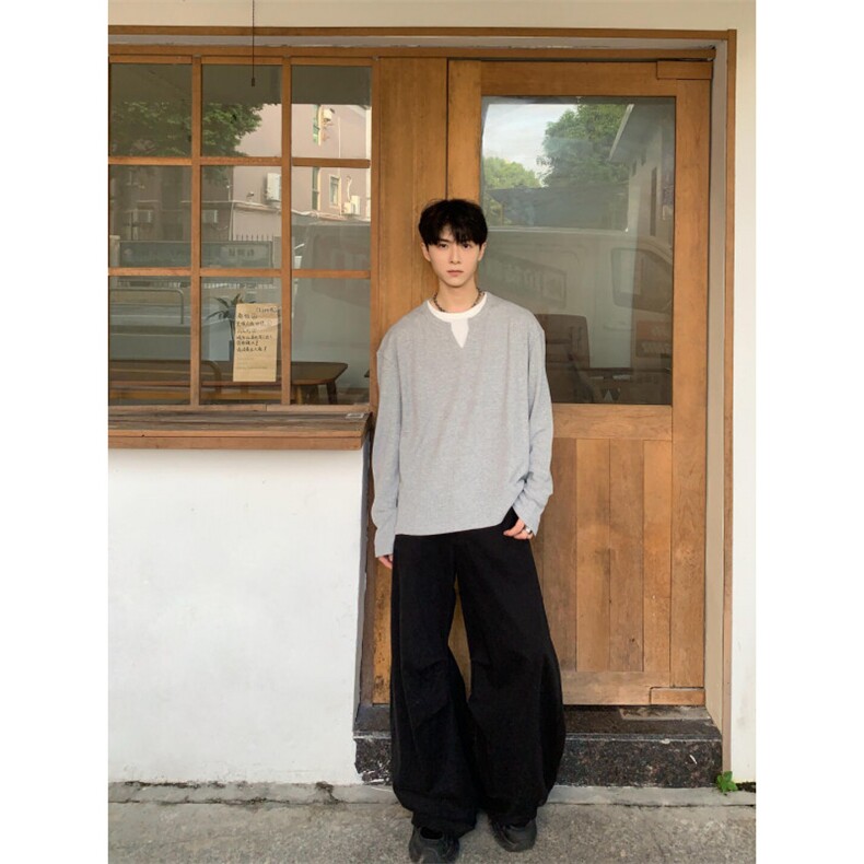 【有货】花灰色假两件卫衣男春秋高级感长袖t恤内搭JD07LL-特P35,男装卫衣,星座1007（原301D）