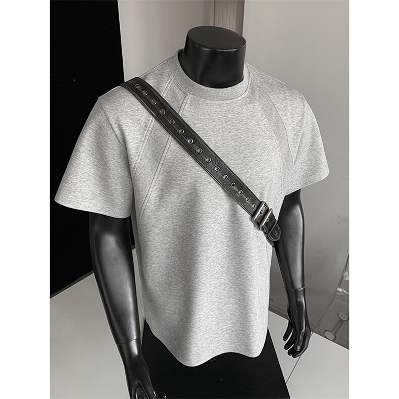 2026夏季拼接短袖T恤复古解构圆领男女X64112-TP14不，男装T恤，电商A102