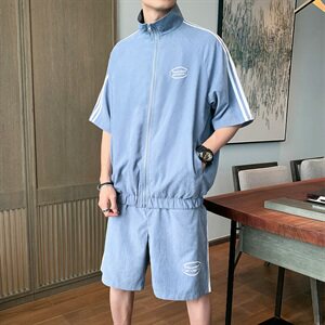 短袖男防晒衣开衫韩版夏季新款潮牌五分裤套装DS787T图片