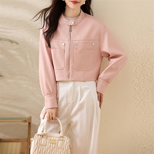 现货复古短款皮衣外套女2024春秋新款PU皮机车服秋季女式皮夹克图片