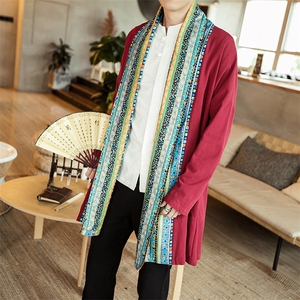 大码风男装花色风衣复古斗篷披风大氅汉服6020-1-8816/特图片