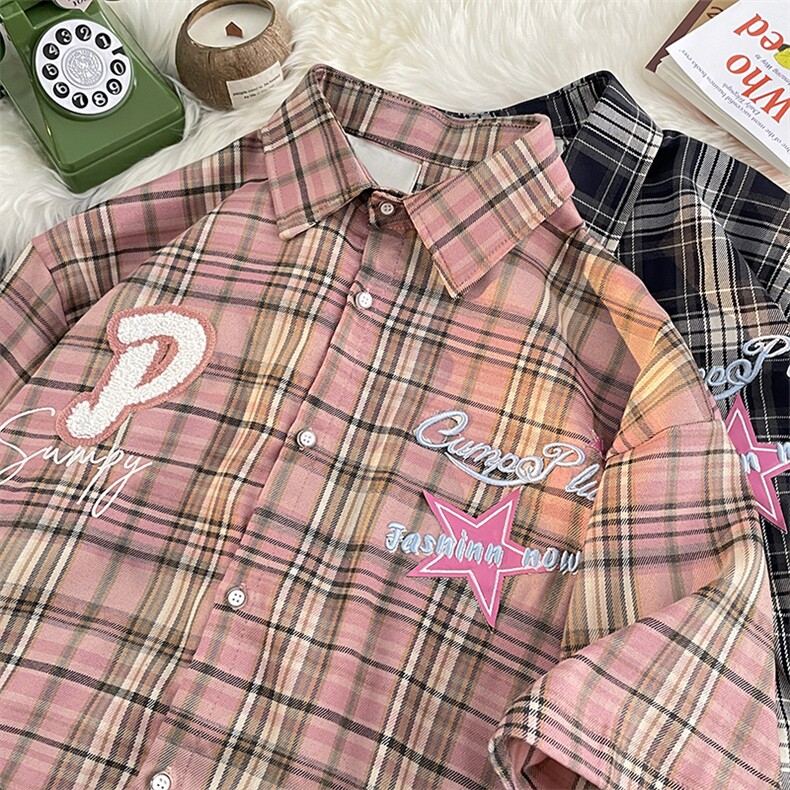 衬衫男短袖夏季新款字母刺绣文艺2026夏新款ins宽松外套CY312-P35，男装T恤，星座412