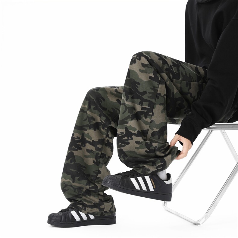 52棉迷彩水洗华棉2025秋冬弯刀裤卫裤运动裤K077-特P35，男装休闲裤，电商042