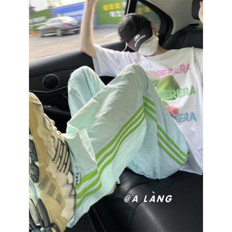 多巴胺彩色穿搭伞兵裤男夏季冰丝裤侧边三条杠速干冲锋裤D107，男装休闲裤，星座1116A（原606A-3）