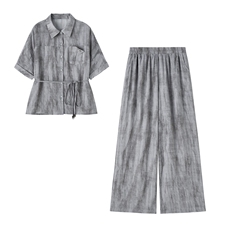 2026年夏季新款时尚慵懒风阔腿裤两件套套装，女装套装/套裙，依路服饰