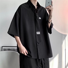 衬衫短袖男女夏季薄款学院风班服高级感情侣衬衣MSC01-P35送领带，男装T恤，星座1008