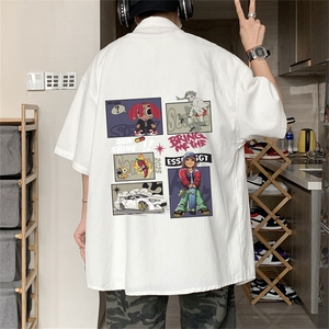 DSA028-MDS2325  夏季新款港风百搭潮流印花短袖衬衫男图片