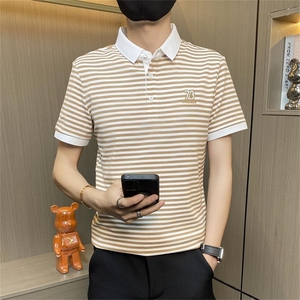 PL044-特P40控65条纹海魂风刺绣夏季新品男士短袖POLO衫潮图片
