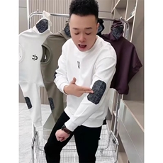 2025男士黑色白色打底衫潮牌休闲男款男装上衣秋装新款加绒卫衣男，男装T恤，星座506A