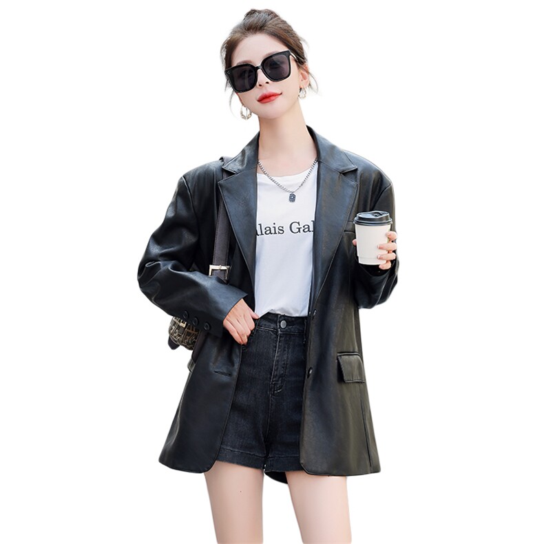 皮衣外套女2023春秋季新款小个子时尚休闲高级感气质短款外套上衣,女装皮衣,千千佰惠