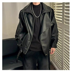高级感翻领皮衣外套风痞帅街头潮流机车服韩PU皮夹克衫PA43，男装夹克，星座1116A（原606A-3）