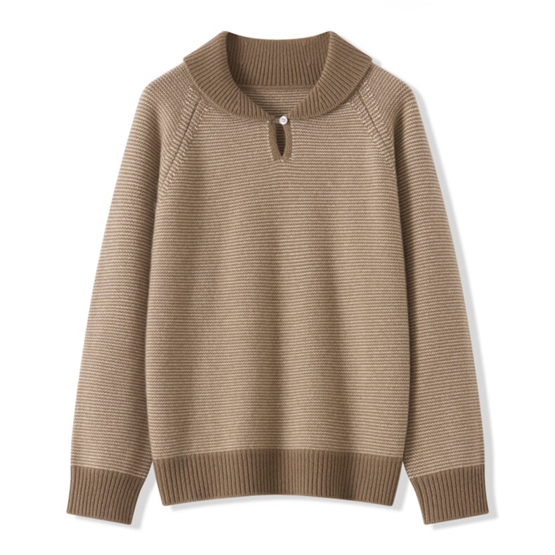 秋季新款纯色针织圆领套头上衣时尚休闲百搭，女装羊绒衫，昭美纯山羊绒