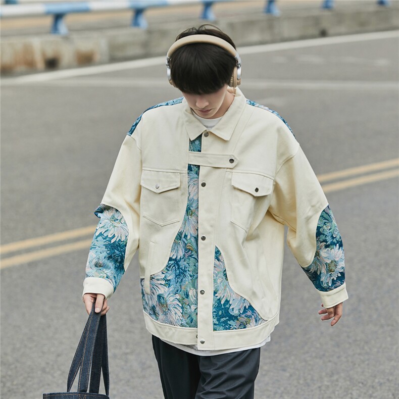 港风风植物花卉刺绣夹克男大码潮美式外套男Jk7806P95控138，男装夹克，星座227-7