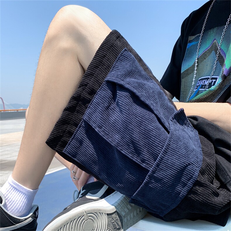 2023新款韩版宽松撞色阔腿裤子夏季百搭休闲五分中裤K3418-P32,男装牛仔裤,星座512-3
