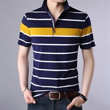 爸爸短袖t恤男夏季薄款条纹翻领polo汗衫中年男士休闲体恤衫中年，男装T恤，电商B212（原钱塘6029）